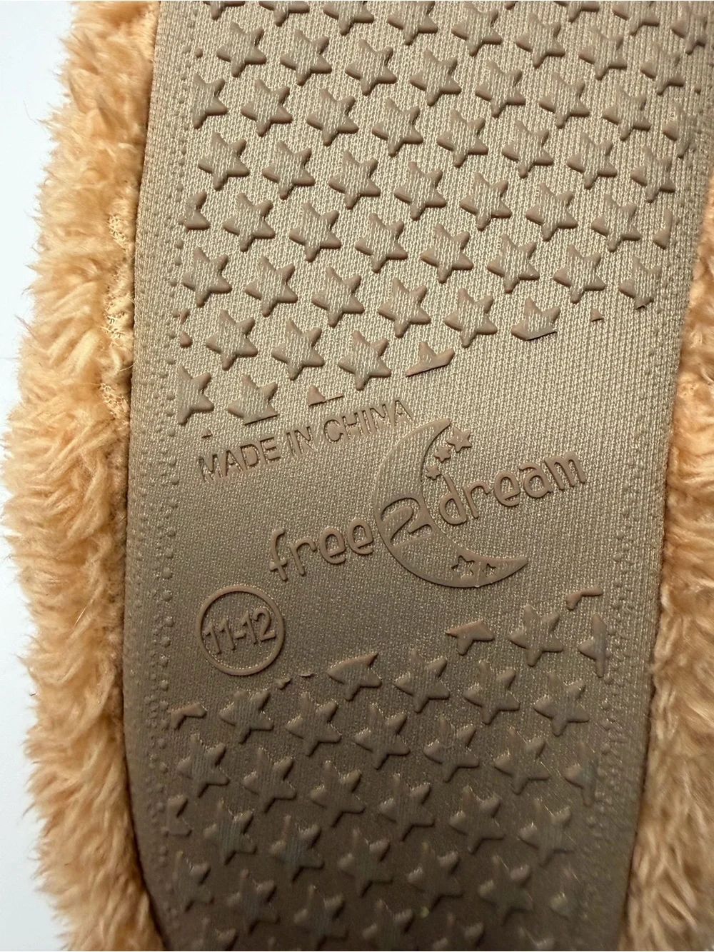 FREE 2 DREAM Kids' Animal Brown Plush Puppy Slippers 11-12